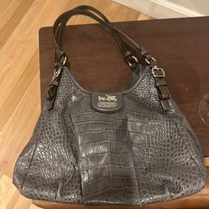 Gray alligator coach tote; barely used